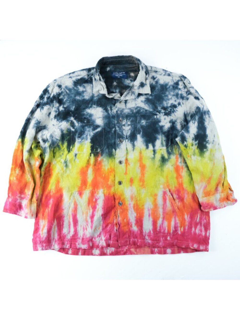 Joseph Turner Yorkshire Pure Linen Button Shirt Fire Tie dye Sacket Sz. XXL